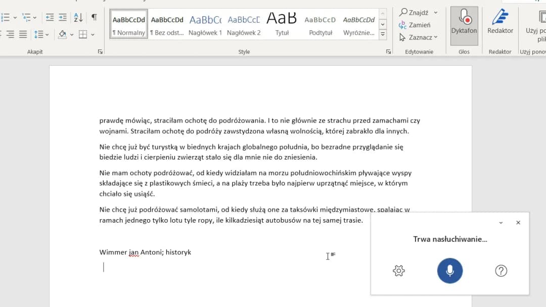 Dyktowanie w Wordzie: Jak pisać teksty głosem? Instrukcja krok po kroku