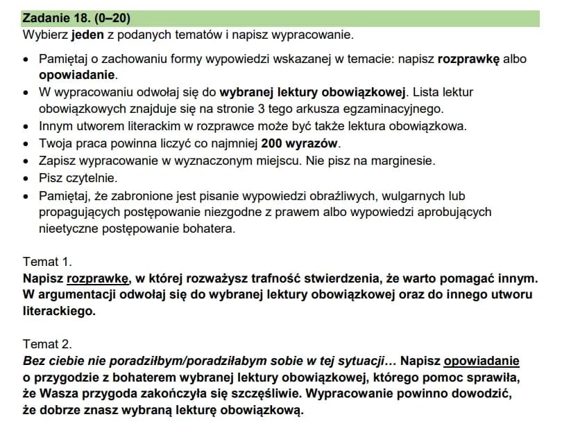 Ile punktów za rozprawkę na egzaminie ósmoklasisty - kluczowe informacje
